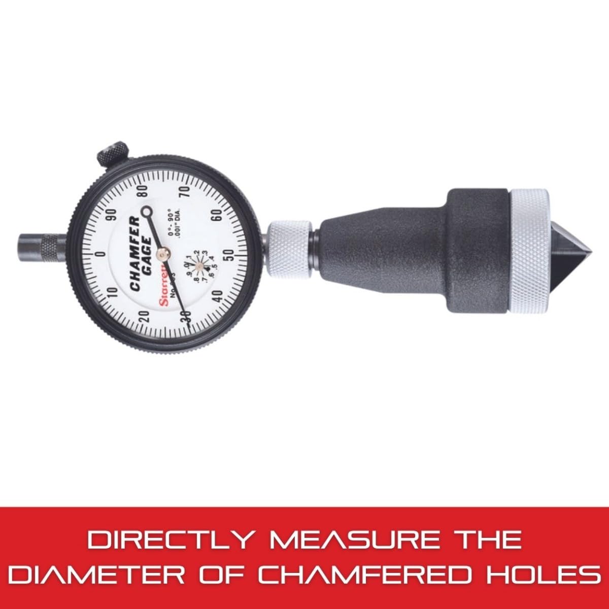 Starrett Inch Reading Dial Indicator Internal Chamfer Gage 01" Range