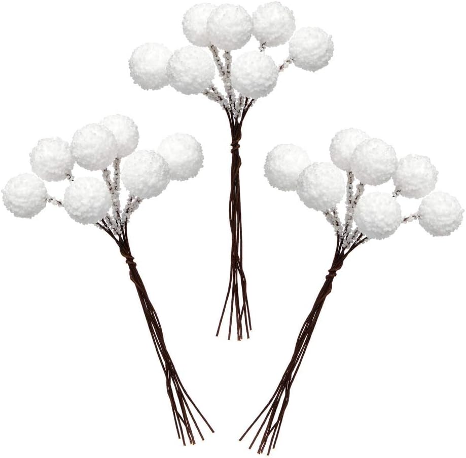 Artificial Snow - Baker Ross AR946 Artificial Snow Berries - Pack of 70, Creative Christmas Art and Craft Supplies for Kids' Projects and Ornament, White