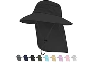 ROSOZ Sun Hats for Men Women, UPF50+ Protection Safari Hat,Wide Brim Fishing Hat with Neck Flap,Bucket Hats for Beach Hiking