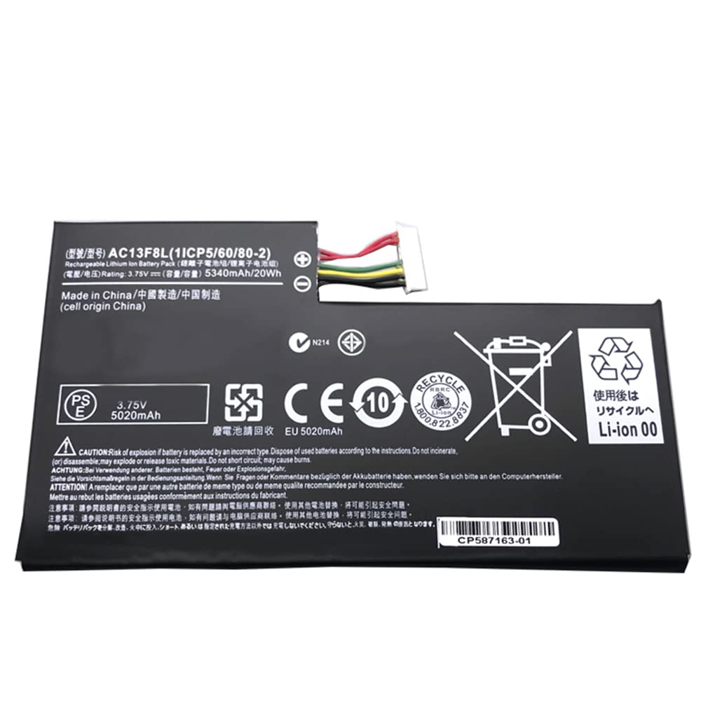 XITAIAN 3.75V 20Wh 5340mAh AC13F3L AC13F8L Replacement Battery for Acer Iconia Tab A1-A810 A1-A811 Tablet W4-820P W4-820 1ICP5/60/80-2