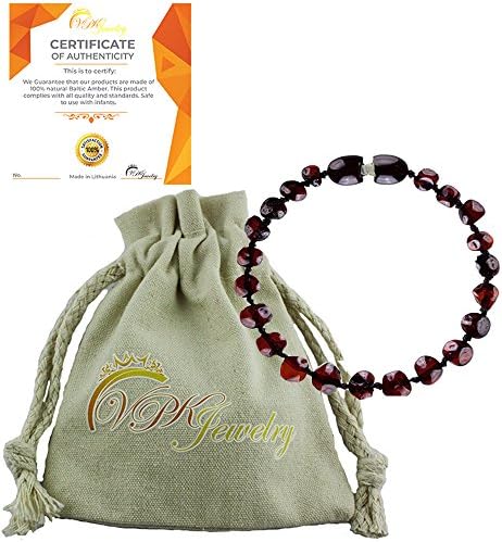 VPKJewelry Amber Teething Bracelet Babies Anti Inflammatory Drooling Pain Reduce Properties Cherry Baltic