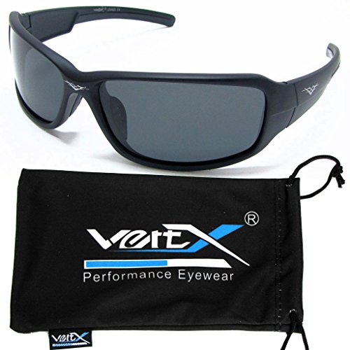 VertX Men's Polarized Sunglasses Sport Cycling Outdoor Free Microfiber Pouch - Matte Black Frame Smoke Lens