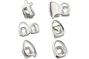 OOCC 6PC 18K Plated Gold Grillz Mouth Top Tooth Single Grill Cap for Teeth Party Accessories
