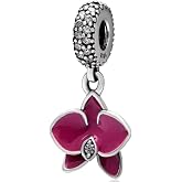 ABAOLA Flowers Charm Rose Charm Orchid Bead 925 Sterling Silver Love Charm Valentine's Day Beads fit Bracelet &amp; Necklace