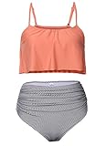 Dearlove Women's Retro Falbala High Waist Bikini Set Top Bottom Swimsuit Bathing Suits