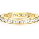 SHINYSO Wedding Band for Women Princess Cut Cubic Zirconia CZ Ring Eternity Band Engagement Stacking Promise Rings for Her Size 4-10