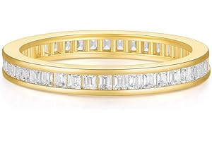SHINYSO Wedding Band for Women Princess Cut Cubic Zirconia CZ Ring Eternity Band Engagement Stacking Promise Rings for Her Size 4-10