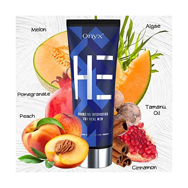 Onyx-He-Advanced-Sunbed-Tanning-Lotion-Bronzing-Intensifier Onyx HE Mens Tanning Lotion - Sunbed Accelerator - Bronzing Cream for Fast & Dark Tan Results - Light Formula for Stain…