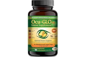 Ocu-GLO PB Vision Supplement for Medium & Large Dogs – Easy to Administer Powder Blend with Lutein, Omega-3 Fatty Acids, Grape Seed Extract & Antioxidants to Promote Eye Health, 90ct Powder Capsules