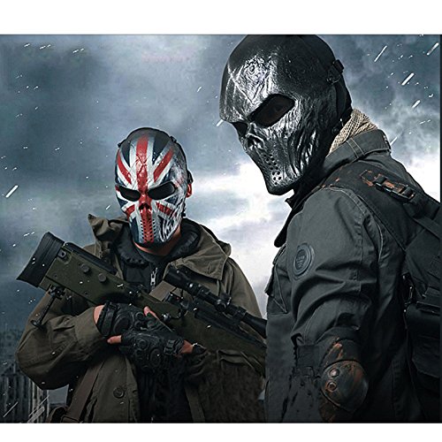 Creation Core Skull Skeletion Mask Outdoor Tactical Airsoft CS BB Gun Paintball Full face Protective mask Halloween/Party/Movie Props (Chost Fire)