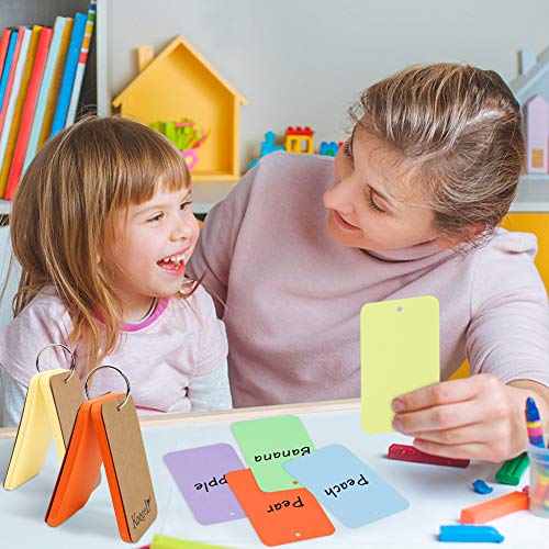 Koogel 300 Pcs Colored Index Cards, 3 x 5 Inch Study Cards Colored Notecards on Ring Flash Cards for School Learning Memory Recipe Cards Game Card