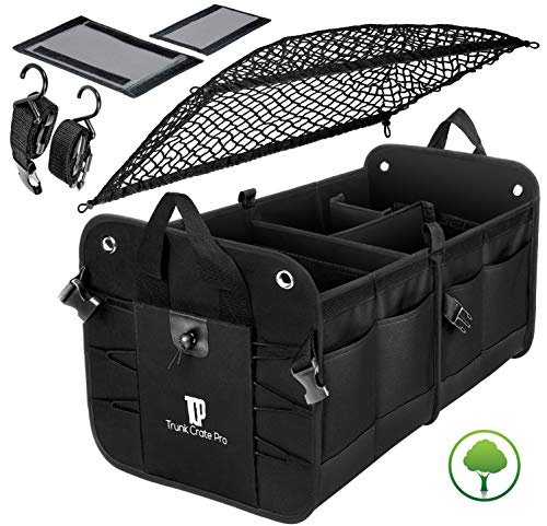 TrunkCratePro Premium Multi Compartments Collapsible Portable Trunk Organizer Cover for auto, SUV, Truck, Minivan (Net Cover Only for Sale)