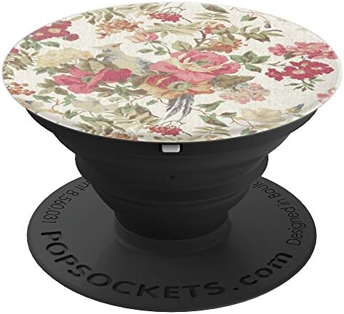 Pink Flowers Antique Floral Print Pop Sockets For Her - PopSockets Grip and Stand for Phones and Tablets