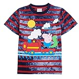 Peppa Pig Train Tee George with Striped Embroidery Boy Short Sleeve T-shirt