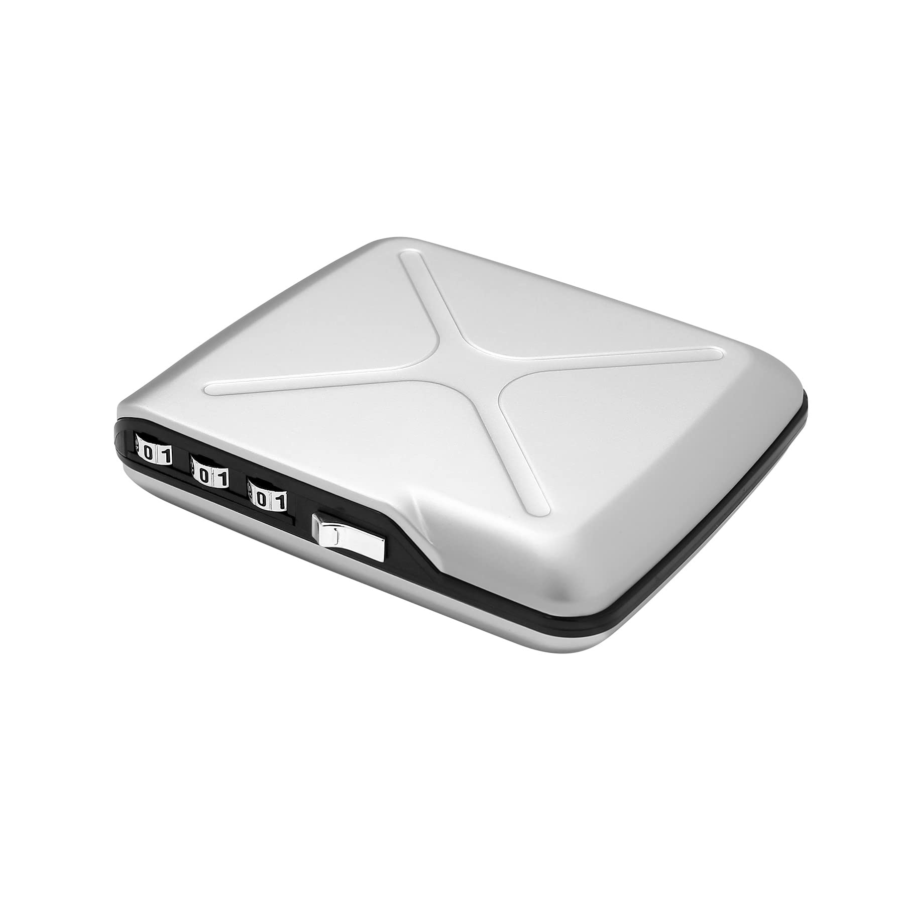 ÖGON -DESIGNS- Aluminium Code Wallet, Lockable with a 3 Digit Code, RFID Protection Against Fraud and demagnetization, Secured Card Holder (Silver)