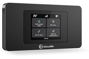 GlocalMe DuoTurbo 4G LTE Portable WiFi Hotspot for Travel in 200+ Countries, Mobile Hotspot Device with Touch Screen and Global 1GB Data, No Contract or SIM Card Required, 10 Devices Connected (Black)
