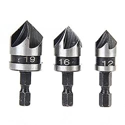 MMdex 3-Pieces 1/4   Hex 5 Flute 90 Degree 1/2   5/8   3/4   Countersink Drill B