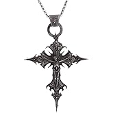Vurotry Gothic Cross Necklace Emo Necklace Vintage Gothic Skull Cross Pendant Necklaces for Men and Women Jewelry