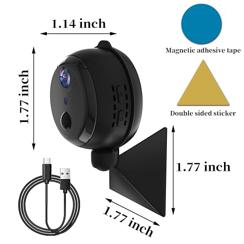 Caméra Mini Espion Magnétique Spy Focus – 1080P HD Extérieur Intérieur – Vision Nocturne 6m – Détection Mouvement – 2 Pièces