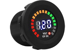 12V LED Digital Display Voltmeter, Voltage Meter with 3 Color Alerts and Twist Lock System, for Motorcycle Car Boat ATV UTV C