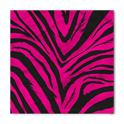 Ambesonne Teen Room Bandana, Hot Pink Zebra Skin, Unisex Head and Neck Tie