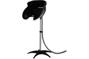 PULNDA Portable Shampoo Bowl, Height & Angle Adjustable Hair Washing Sink with Drain Hose, Standing Salon Deep Shampoo Basin for Hairstylist and Home Services