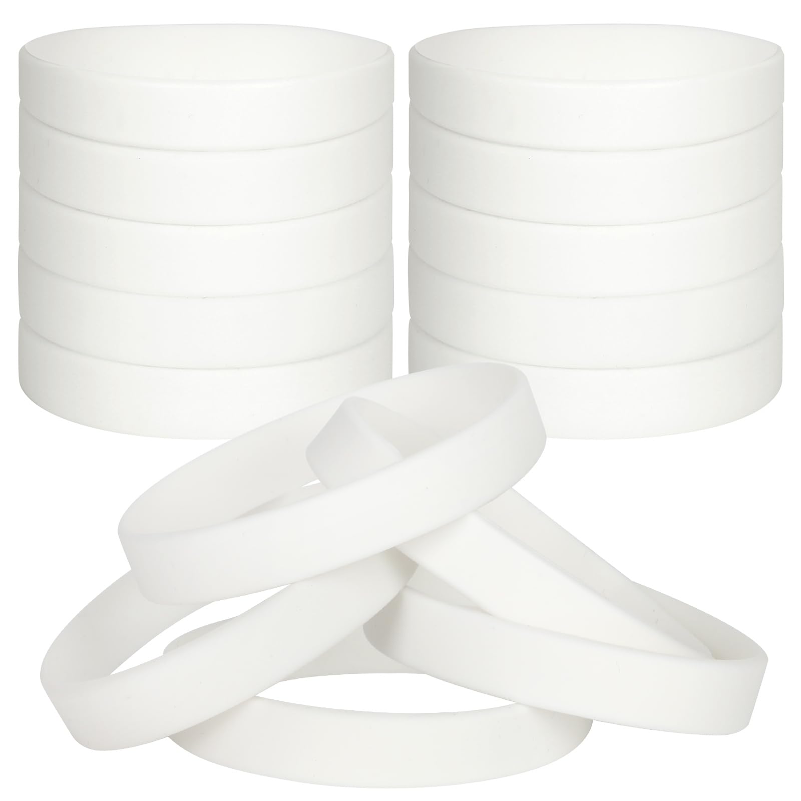 LVNRIDS 50 PCS Silicone Bracelets Wristbands for kid, Sports Rubber Elastic Wristband Bracelet for School Activity Party Favors Decorations White