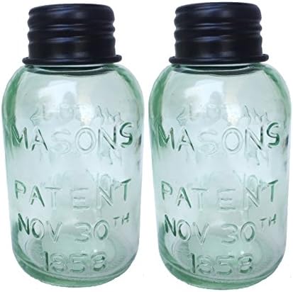 Antique Reproduction Embossed Mini Glass Mason Jar with lid- 2-Pack, holds 4 oz (250 ml)