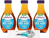 Wholesome Organic Blue Agave Nectar, Syrup, Low Glycemic Sweetener, Gluten Free, Non GMO, 23.5 Fluid Ounce Bottle (Pack of 3) - with By The Cup Measuring Spoons