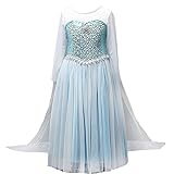 Girls Snow Queen Costume Elsa Dress Christmas Princess Dress Up