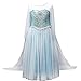 Girls Snow Queen Costume Elsa Dress Christmas Princess Dress Up,Sky Blue,140(US 6)