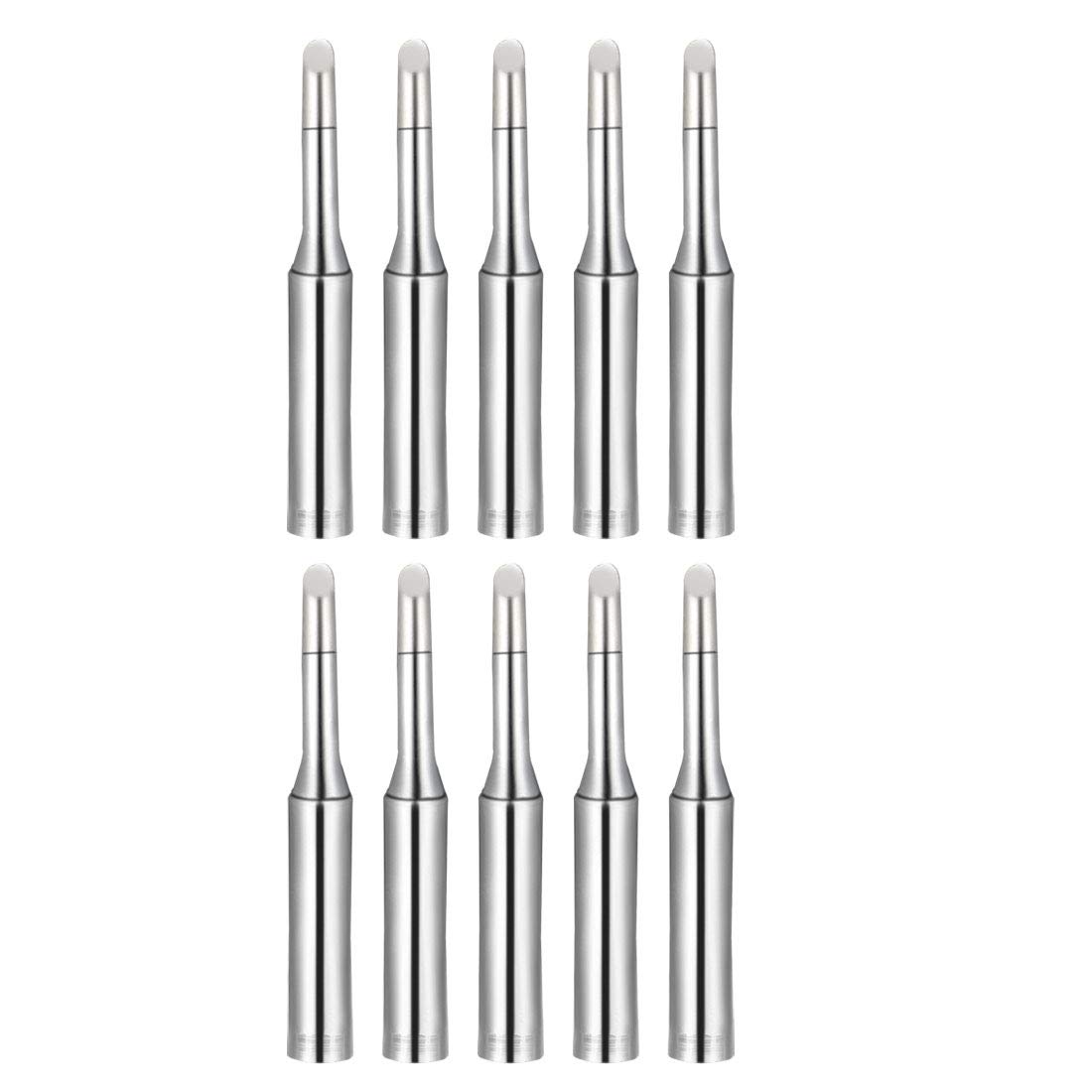 sourcing map Soldering Iron Tips 4mm x 6.5mm Bevel Edge Replacement for Solder Station Tip 900M-T-2C Silver 10pcs