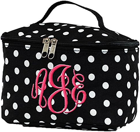 Personalized Black and White Polka Dot Cosmetic Makeup Bag