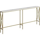 Masupu 70.9" Console Table, Modern Narrow Long Sofa Table Behind Couch, Skinny Entry Table, Industrial Sofa Table with Metal 