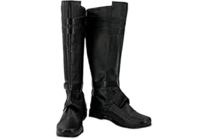 Roeutoo Anakin Skywalker Costume Boots Adult Men Force Knight Anakin Cosplay Black Boots Shoes Halloween Accessories