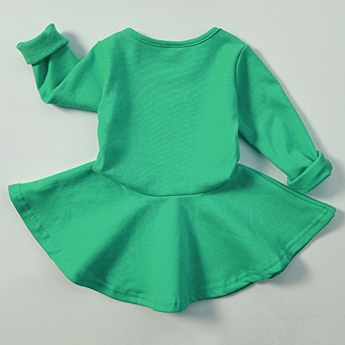 Infant Toddler Baby Girls Dress Pink Ruffle Long Sleeves Cotton (9-12m(80), Green)