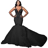 Mermaid Wedding Dresses for Bride Off The Shoulder Beaded Rhinestones Bridal Dress with Cathedral Train