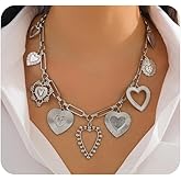 Quivox Charm Heart Necklace for Women Chunky Gold Big Heart Pendant Necklaces Multiple Hearts Statement Chain Necklace Trendy Party Jewelry Accessories Gifts