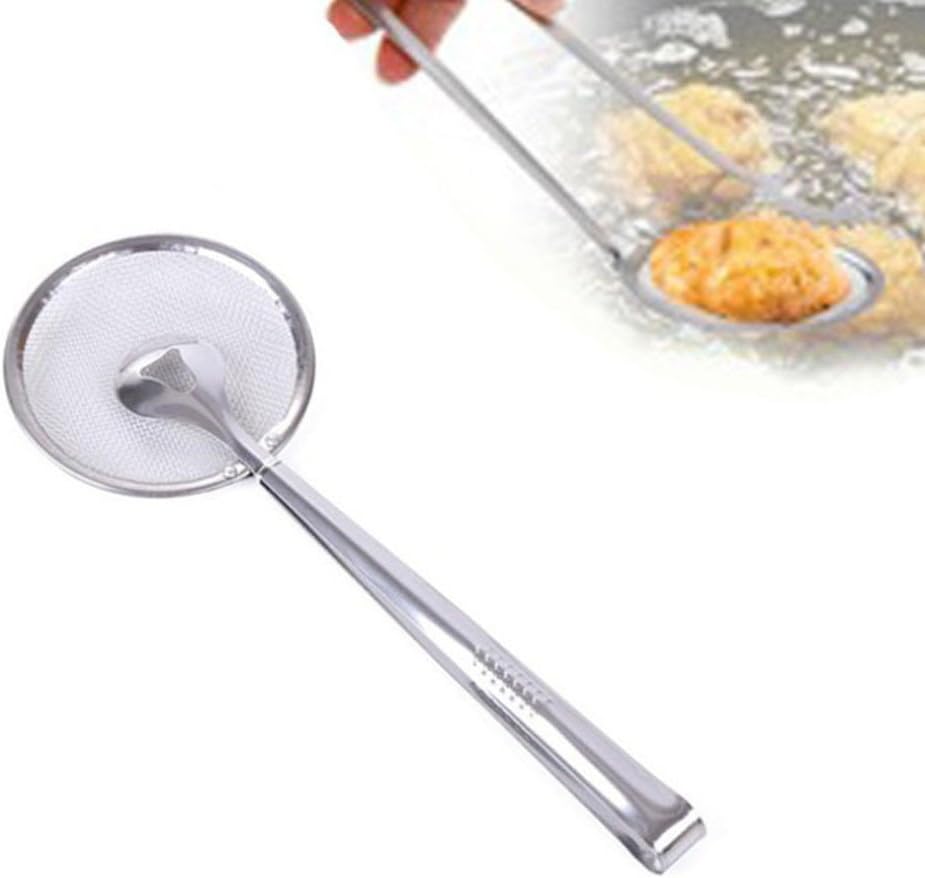 Fullyday Premium Quality Fine Mesh Stainless Steel Strainers Multi-Functional Filter Spoon With Clip Food Kitchen Oil-Frying Salad Bbq Filter Sift, Strain