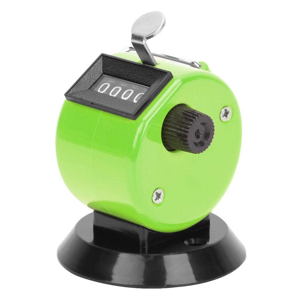 Yanmis Hand Tally Counter, BERM 4-Digits ABS Plastic Shel Tally Counters Handheld Pitch Click Counter with Hook Base Number Count, Mechanical Palm Counter (Green)