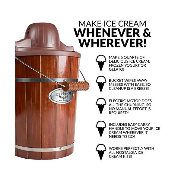 Nostalgia ICMP600WD Wood Bucket Ice Cream Maker with 8 packs of Premium