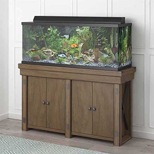 Ameriwood Home Wildwood Aquarium Stand, 55 gallon, Rustic Gray Animals