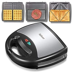 Yabano-Sandwich-Toastie-Maker-3-in-1-Waffle-Panini-Toastie-Maker-with-Detachable-Non-Stick-Plates-Cool-Touch-Handle-Dishwasher-Safe-800W Yabano Sandwiches Toaster 3 in 1 Toastie Makers Waffle Maker Machine & Panini Maker Grill with Detachable Non-Stick…