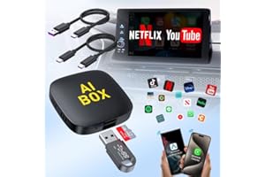QUANLEX 4-in-1 Wireless CarPlay Adapter Support Netflix/YouTube/TF Card, Android Auto & Carplay Adapter with USB-A and USB-C Cables,Convert Wired to Wireless Apple Dongle, Video Box Car Play for iOS