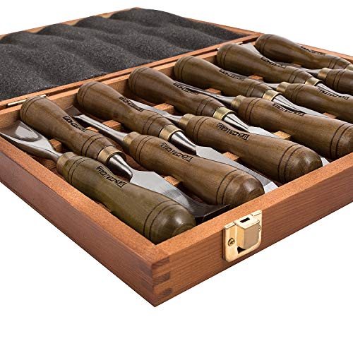 IMOTECHOM 12Pieces Woodworking Wood Carving Tools Chisel Set with