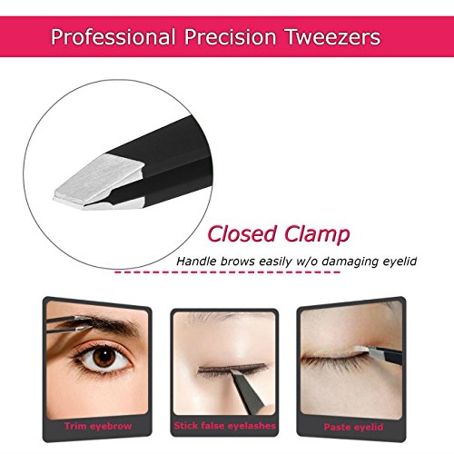Tweezers, Best Tweezers for eyebrow, Slant Tweezers, Flat Tweezers, Pointed Tweezers, with free Precision Eyebrow Scissors for Eyebrows Ingrown Hair, Shaping,Splinters,First Aid,Facial Nose Hair
