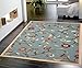 Machine Washable Floral Leaves Design Non-Slip Rubberback 8x10 Traditional Area Rug for Living Room, Bedroom, Kitchen, 7'10