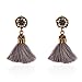 DZT1968 Women Girl Vintage hollow Crystal Tassel Dangle Stud Earrings Jewelry (Gray)