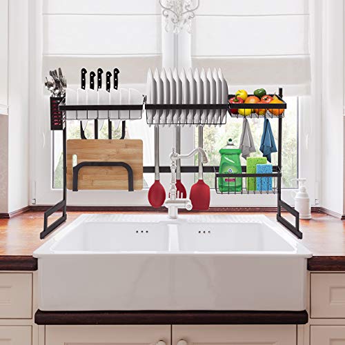 Sorbus OverTheSink Dish Drying Display Rack Stand, Draining Rack Sink Organizer with Utensil