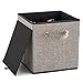 EZOWare 4 Pack Fabric Foldable Cubes Bin Organizer Container with Handles (10.5 x 10.5 x 11 inch) for Drawer, Nursery, Closet, Office, Home - Gray
